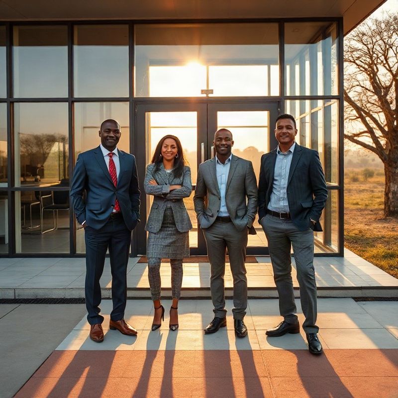 Mountainfieldx consulting team outside their Kitale office