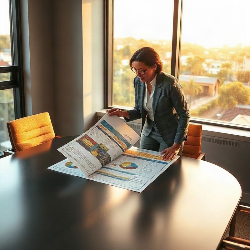 Two professionals studying a printed strategic framework in a Nairobi boardroom